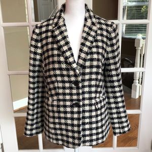 TALBOTS Navy and Ivory Bold Check Wool Blazer